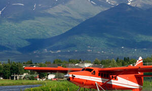 watervliegtuig bij Lake Hood, Alaska