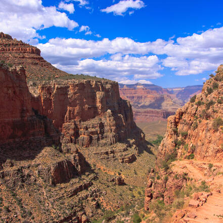 Uitzicht vanaf de Bright Angel Trail in Grand Canyon National Park