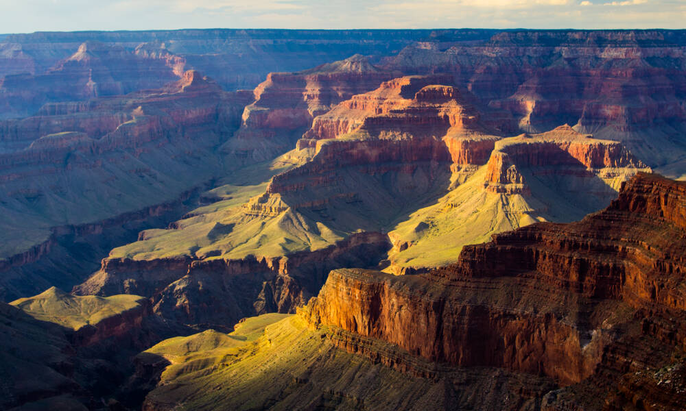 Grand Canyon National Park in Arizona is op zijn mooist bij zonsondergang