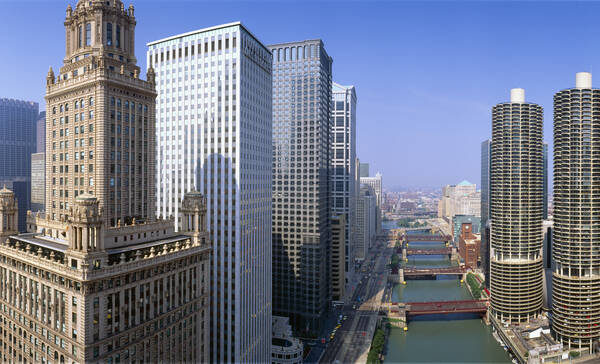 Willis Tower Chicago aan de Chicago River