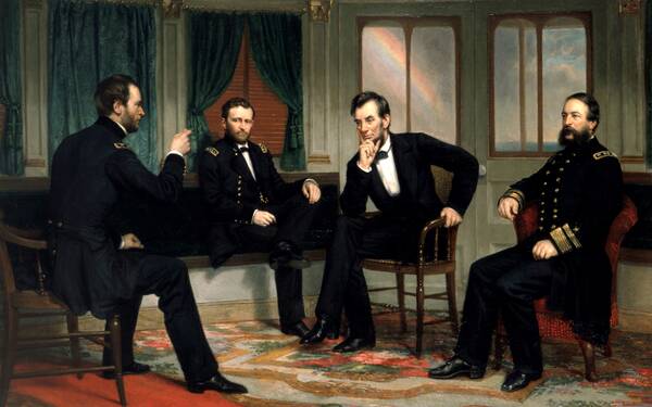 De Peacemakers: Lincoln met Grant, Porter en Sherman
