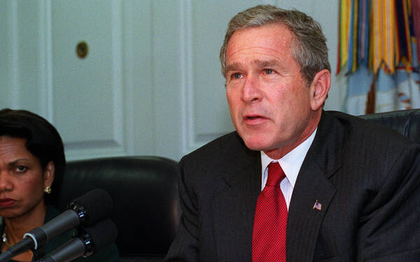 President George W. Bush spreekt over de aanslagen op 9/11