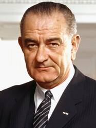 Portret van president Lyndon Baines Johnson, president van de VS van 1963 tot 1969