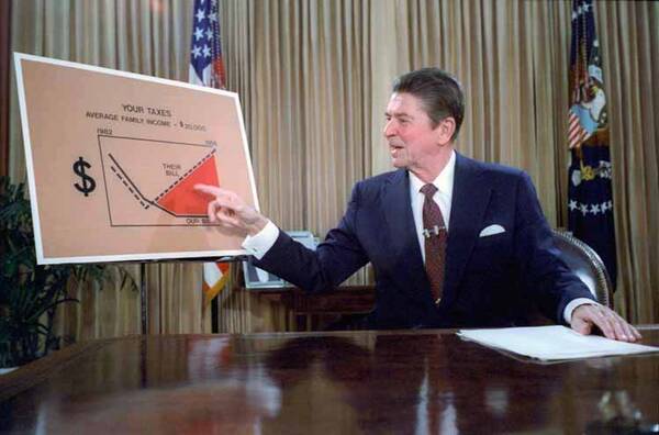 Ronald Reagan presenteert plan voor tax-verlaging