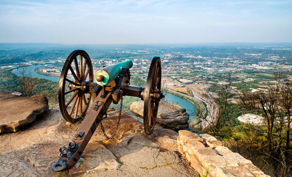 Chattanooga uitzicht vanaf Point Park op Lookout Mountain