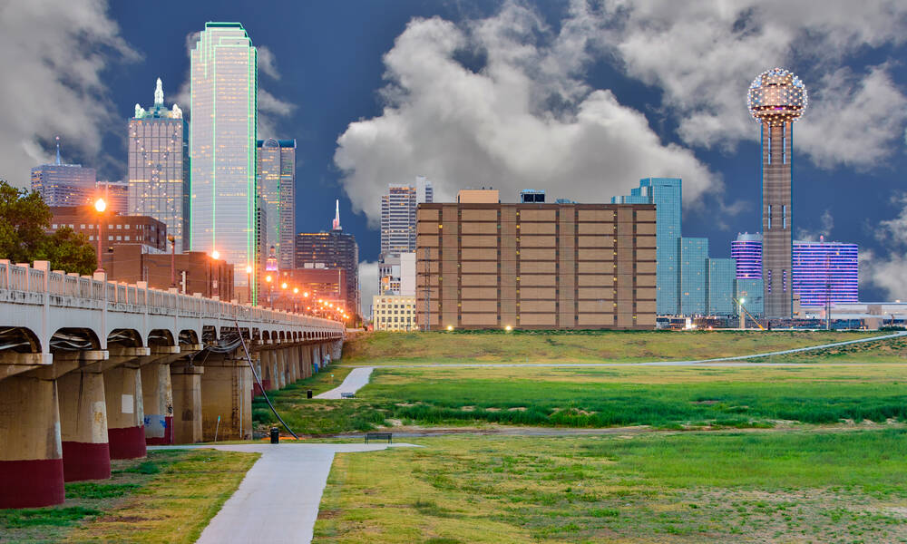 Skyline van Dallas met de kenmerkende Reunion Tower Dallas