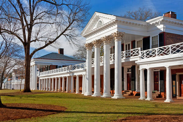 Thomas Jefferson is de stichter van de University of Virginia in Charlottesville