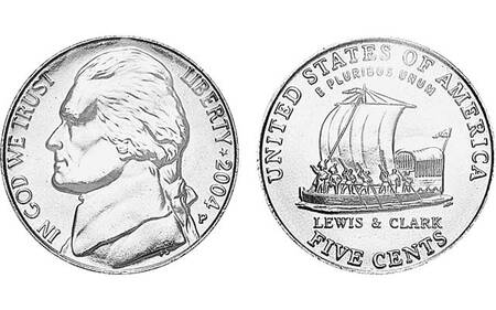Lewis en Clark op de 5 Dollar-cent