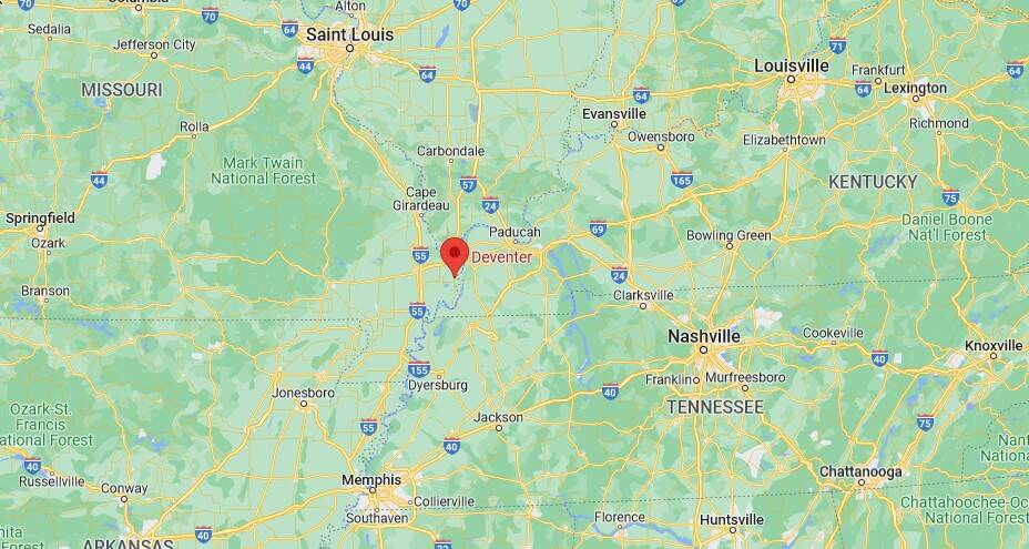 Deventer ligt in Missouri, credits: Google Maps