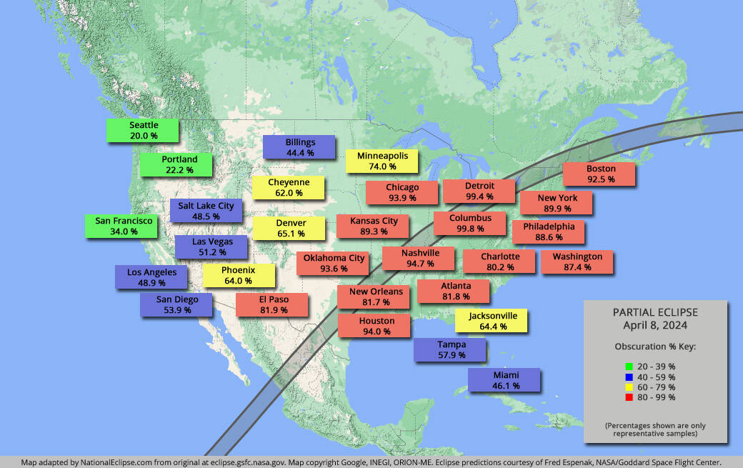Waar de zonsverduistering in 2024 in Amerika te zien is