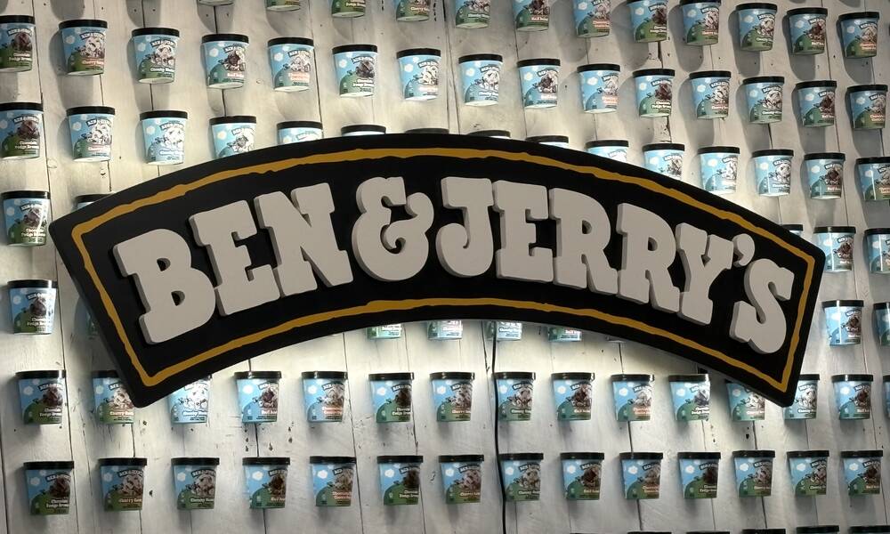heel veel ijs van Ben en Jerrys in de Green Mountains van Vermont