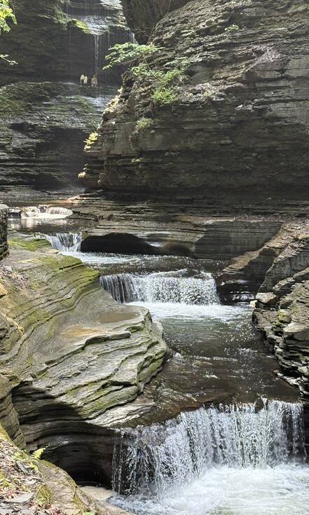 Watkins Glen Gorge Trail donkere kloof met water