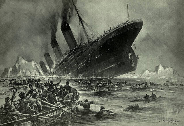 De Titanic zinkt