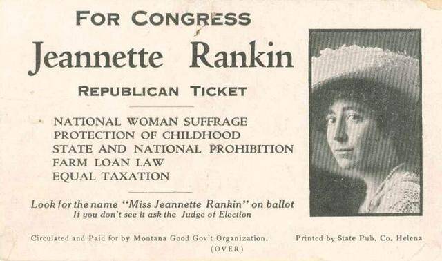  Jeannette Rankin eerste vrouw in het Congres