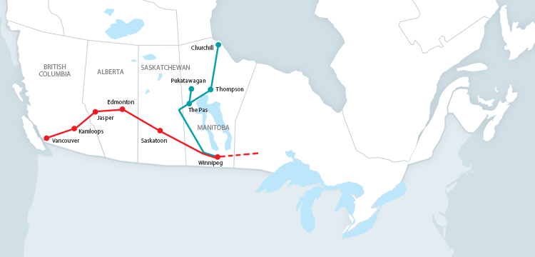 treinroute Midden-Canada